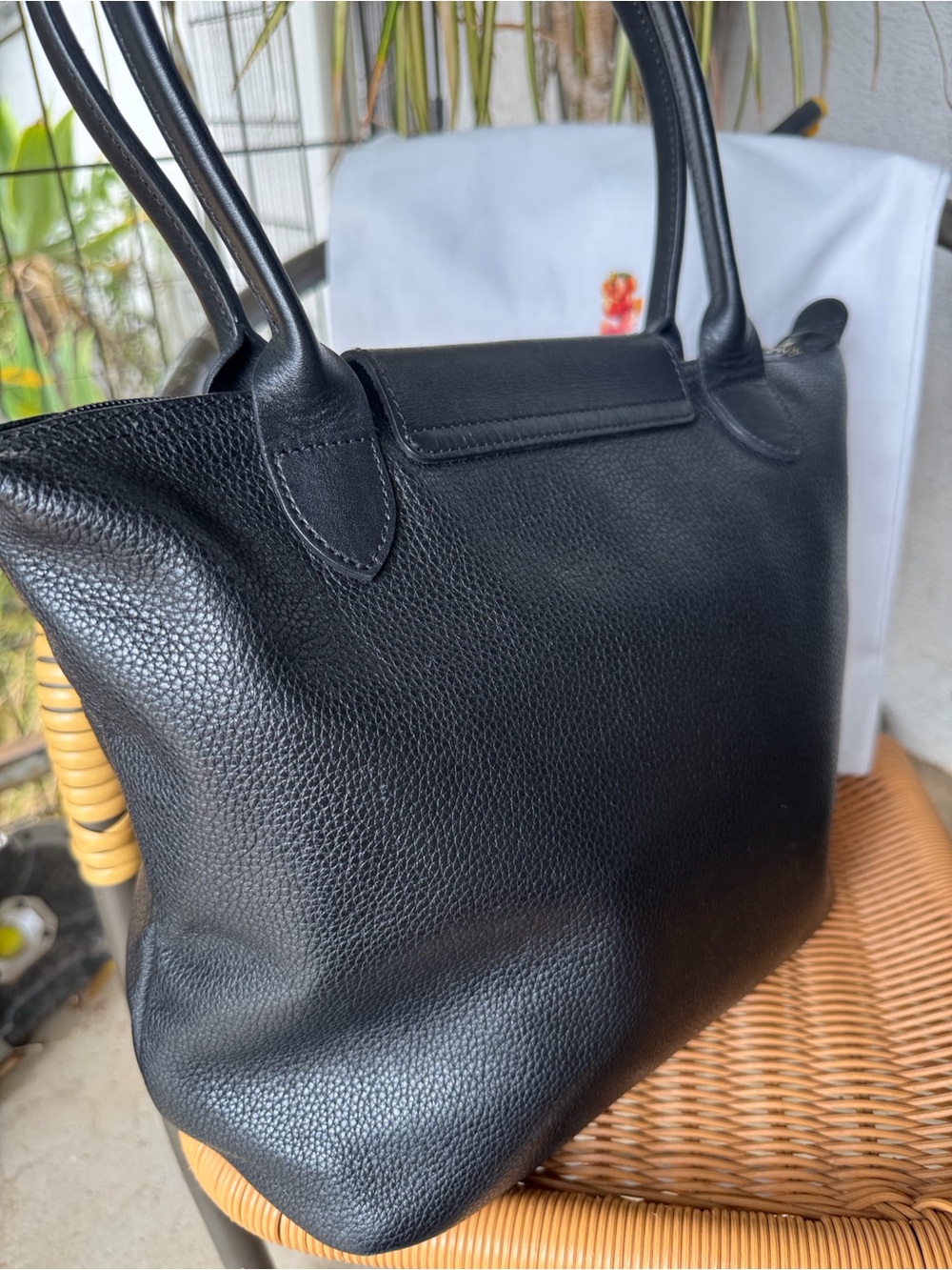 Longchamp Black Pebbled Leather Le Pliage Cuir Tote - Picture 2 of 6
